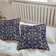 thumbnail image 5 of Baroque Floral Outdoor Pillow Covers Pack of 2 Abstract Floral Retro Rustic Navy Blue Waterproof Throw Pillow Covers Decorative Cushion Cases for Patio Garden Tent Balcony Couch 26x26 inch, 5 of 8
