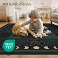 thumbnail image 4 of ODIKA 8'x10' Washable Area Rug Durable, Non-Slip Dark Teal Gold Celestial Cat Design Mystical Moon and Starry Night Motif for Living Room, Under Sectional, Family, 4 of 7