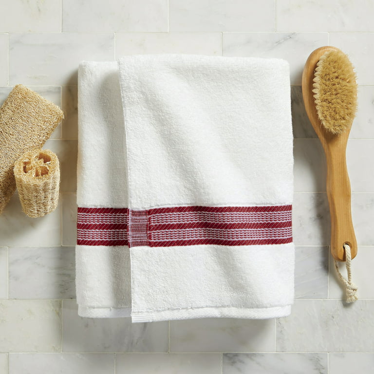 Better Homes & Gardens American Made Towel Collection - Single Bath Towel, White with Red Stripe, Size: Bath Towel (Striped)