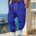 thumbnail image 6 of Mens Fleece Cargo Sweatpants Heavyweight Elastic Waist Pants with Pockets Baggy Drawstring Jogger Pants Royal Blue L, 6 of 6