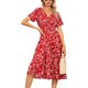 thumbnail image 1 of Txlixc Vestido de Verano para Mujer, Estampado Floral Cuello en V Manga Corta Falda Casual de Cintura Delgada para Damas, 9 Colores Txlixc  Estilo de ocio, 1 of 7