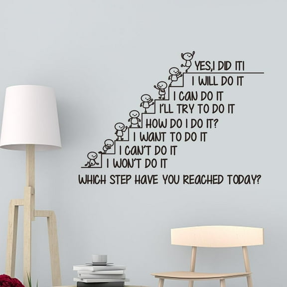 1 Pieces Inspirational Wall Decals Stickers Quotes Ladder Wall Decals Classroom Decals for Walls Motivational Saying Positive Wall Stickers for Bedroom Office Teen Dorm Art Decor