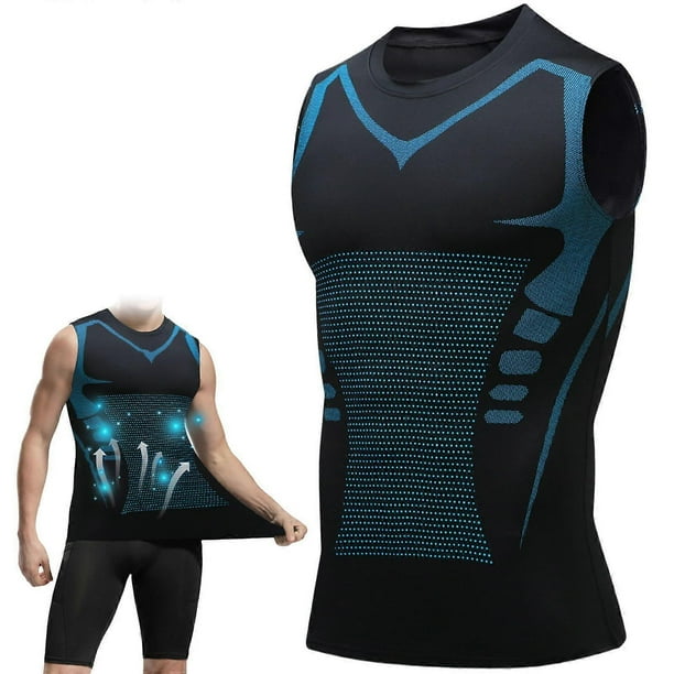 Men's Workout Compression Shirt Breathable Quick-Dry Slimming Undershirt Sleeveless Muscle Tee for Running & Gym