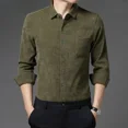 thumbnail image 4 of Camisas de hombre de pana azul lisas para hombre elegantes con cuello moda 2024 Asia original xxl tops casual normal hipster oferta, 4 of 5