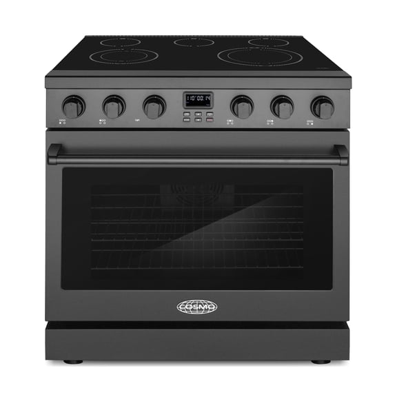 Cosmo 36 in. Haven Collection 6.1 cu. ft. Electric Ceramic Glass Range, 5 Burner Elements, Convection Oven, Matte Black