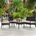 thumbnail image 4 of Costway 8PCS Patio Rattan Conversation Furniture Set Cushioned Seat Glass Table, 4 of 10