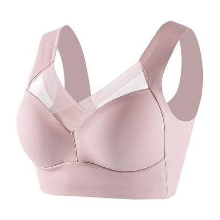 Prdecexlu Womens Seamless Bras Deep Cup Full Back Coverage Hides Back Fat Comfort Wirefree Shaper Bra Sleep Yoga Bralette Stretch Bras Pink 3XL
