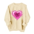thumbnail image 2 of Uootdi Love Heart Print Graphic Sweatshirts for Women Crewneck Holiday Pullover Tops Funny Casual Loose Spring Tops Festival Shirts Gift, 2 of 6