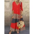 thumbnail image 4 of Spring Bohemian Dress Fashion Retro Holiday Women Loose Short Sleeve Dresses Casual Loose Holiday Elegant Vestidos, 4 of 7