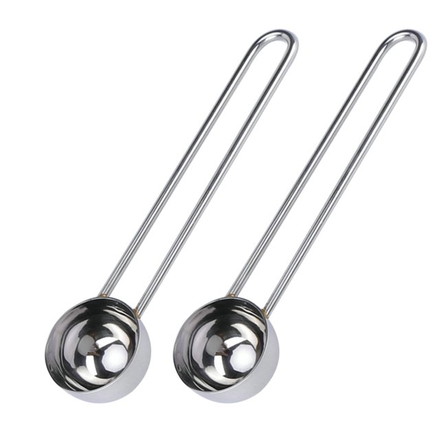 2 cucharas de acero inoxidable, cucharas medidoras de café duraderas, cucharas medidoras creativas para leche en polvo para la cocina del hogar.