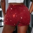 thumbnail image 5 of Tittly High Waisted Shorts Shorts for Women Women's High Waist Casual Shorts Hot Pants Women's High Elastic Sequins Bar Performance Clothing Shorts Lounge Pants Women Comfy Pants Women Red M, 5 of 8