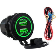 Dual USB 4.2A Charger Socket 12V/24V Waterproof Power Outlet with Touch Control Switch for Car Boat Marine Motorcycle