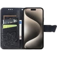 thumbnail image 2 of Case for iPhone 16 Pro Max Case Wallet Leather Flip Phone Case with Card Holder and Kickstand Magnetic Shockproof Protective Women Men Case for iPhone 16 Pro Max 6.9 inch Butterfly Black SD, 2 of 10
