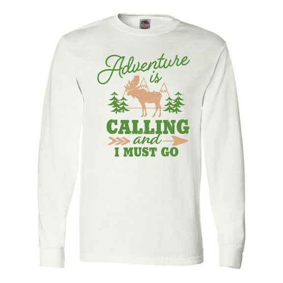 Inktastic Vintage Adventure is Calling and I Must Go with Moose Long Sleeve T-Shirt