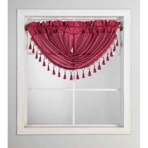 CLOSE OUT WINDOW SEMI SHEER WATERFALL VALANCE 1 PC JK57 HOT PINK SOLID TOP CURTAIN KITCHEN ,NURSERY,BATHROOM ATTIC ,PORCHE SIZE 48" WIDE X 38" LENGTH FOR ROD POCKET