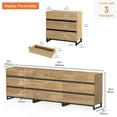 thumbnail image 3 of WAMPAT Dresser for Bedroom, Closet Organizers and Storage with 9 Drawers, Chest of Drawers with Metal Base, Wooden Modern Dresser for Living Room, Bedroom, Entryway, Oak, 3 of 6