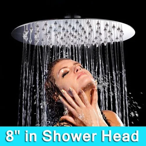 8 Inch Round Rain Shower Head Stainless Steel High Pressure Shower Head