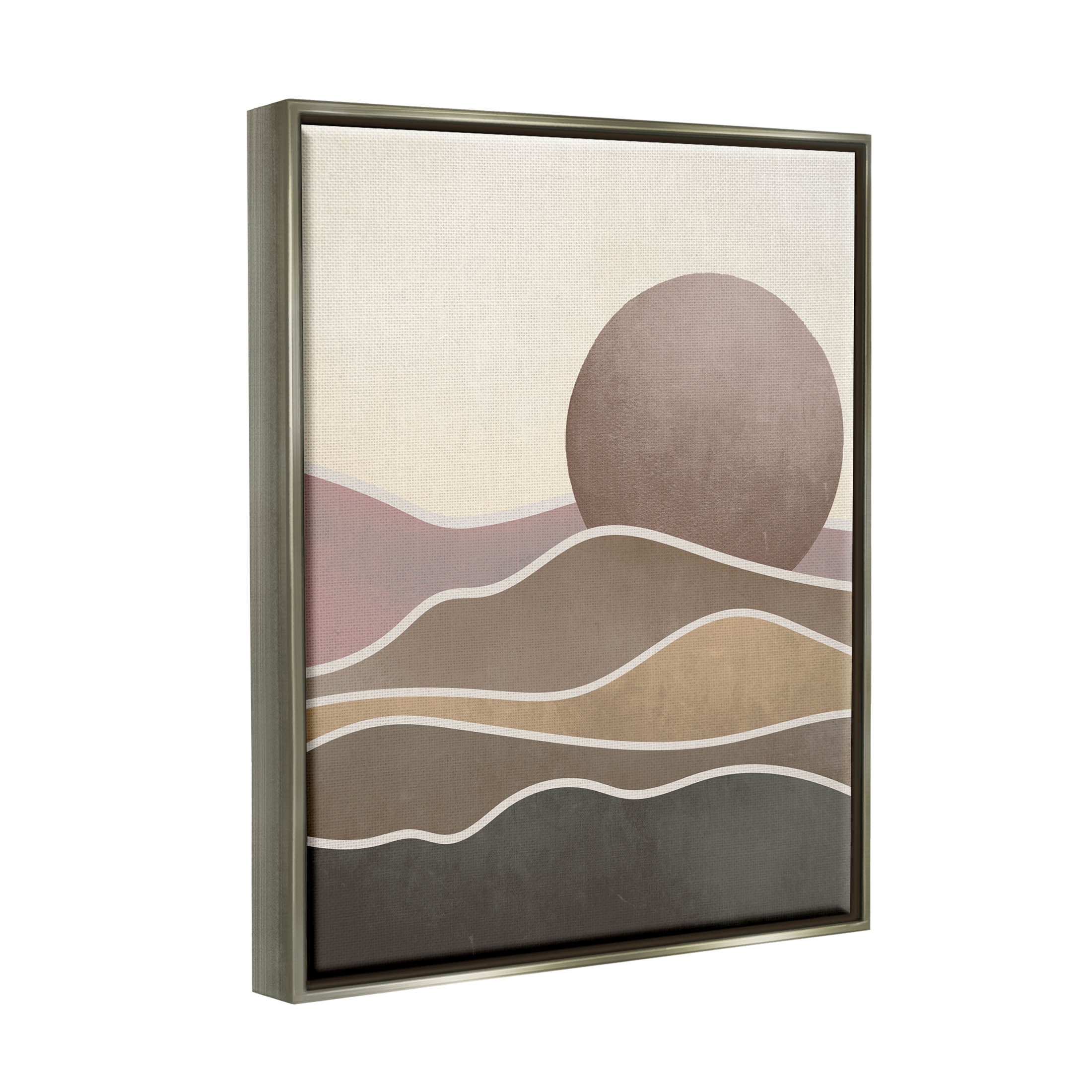 Boho Desert Sun Dunes Modern Landscape Graphic Art Luster Gray Framed Art Print Wall Art