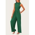 thumbnail image 5 of PRETTYGARDEN Womens Summer Jumpsuits Dressy Casual One Piece Outfits Sleeveless Mock Neck Wide Leg Pants Rompers with Pockets, 5 of 8