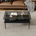 thumbnail image 2 of Rectangle Coffee Table with Gray Tempered Glass top, Modern Table with Black Table Legs and MDF Panel for Dining Room, Living Room, 2 of 5