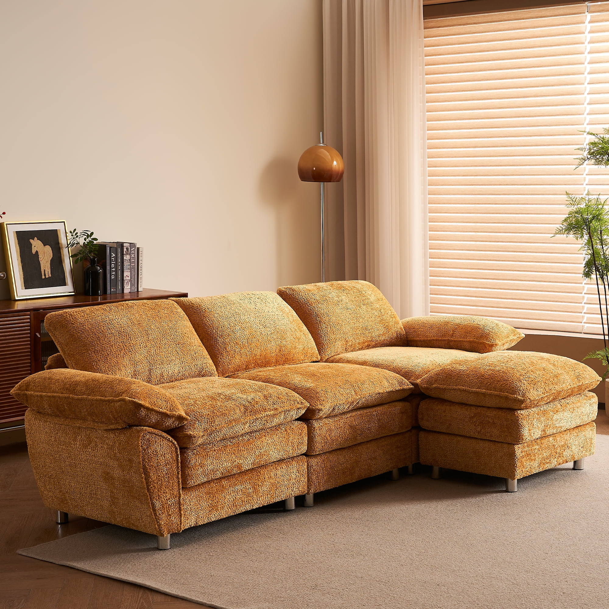 L-Shaped Convertible Modular Sectional Sofa, Modern Deep