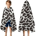 thumbnail image 3 of White and Black Of Leopard Print Hooded Bath Towel，50"x30" for Ages 3 To 12 Kids, Quick Dry Lightweight Soft Microfiber Hood Beach Towel Cover Up for Kids, 3 of 7