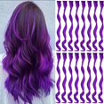 thumbnail image 1 of LAICAIW 16 Pcs Extensions de Cheveux Colorées Bouclées Ondulées à Clipser Postiche Synthétique à Rayures pour Filles Femmes Enfant, Mèches de Fête Multicolores (Violet), 1 of 6