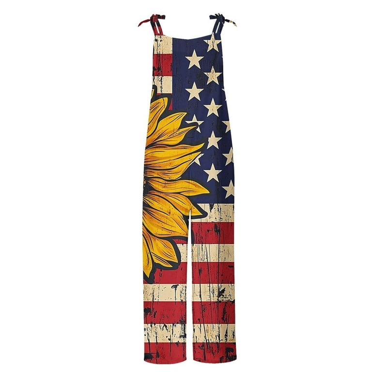 QATAINLAV Womens American Flag Jumpsuit 4th of July