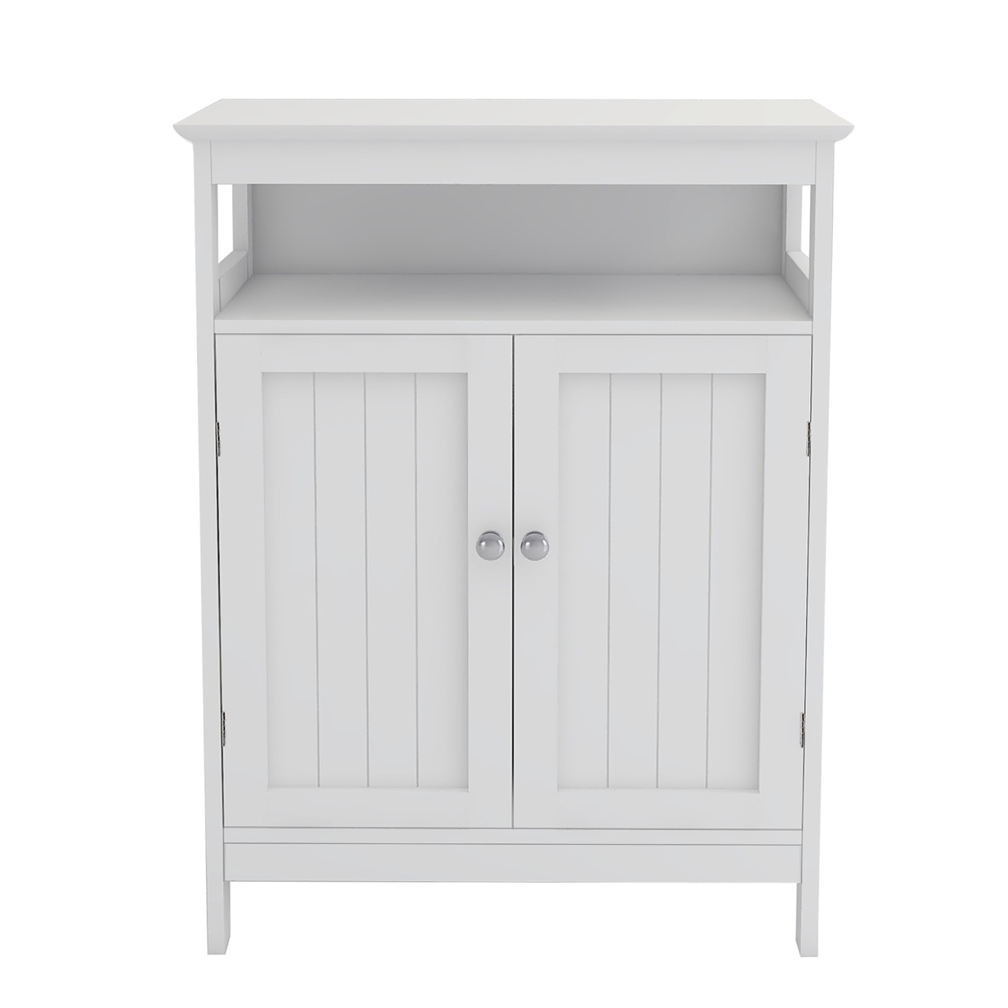 Mintazer Farmhouse Bathroom Floor Cabinet, MDF Storage Cupboard with 2 Shutter Doors for Bedroom,Bathroom,Entryway, White