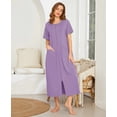 thumbnail image 4 of Ekouaer Women Robes Zipper Front Short Sleeve Full Length Housecoat with Pockets Loungewear, 4 of 5
