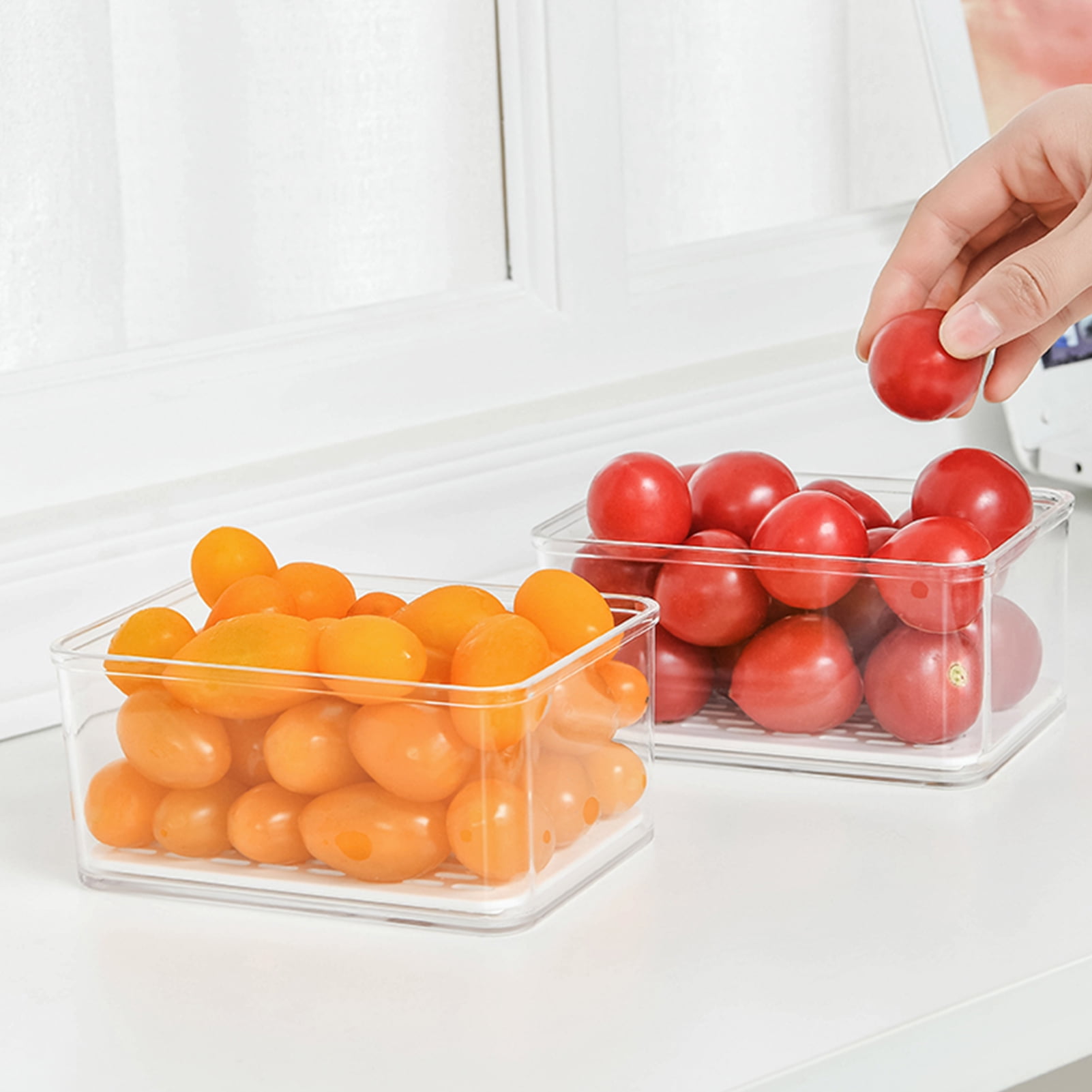 solacol Clear Plastic Storage Bins with Lids Small, Plastic Transparent  Covered Refrigerator Vegetable and Fruit Sorting Storage Food Storage Box