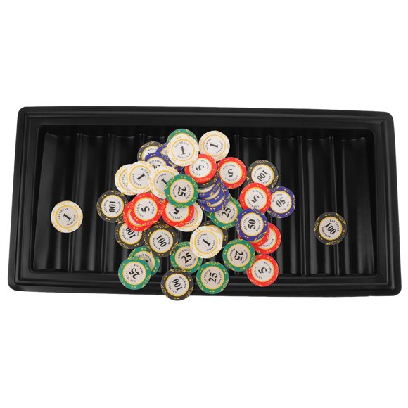 WASHWEPE Black Acrylic Poker Chip Tray with Transparent Design for Easy Storage and Daily Use Games 12.5 x 8.3 inches