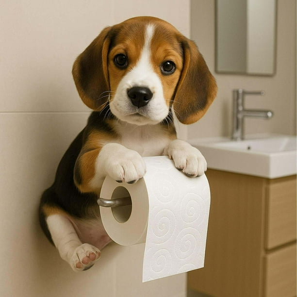 Soporte para papel higiénico con forma de perro CLLC, dispensador de rollos de papel higiénico, divertido soporte para rollos de papel higiénico, soporte de almacenamiento de rollos con forma de anim