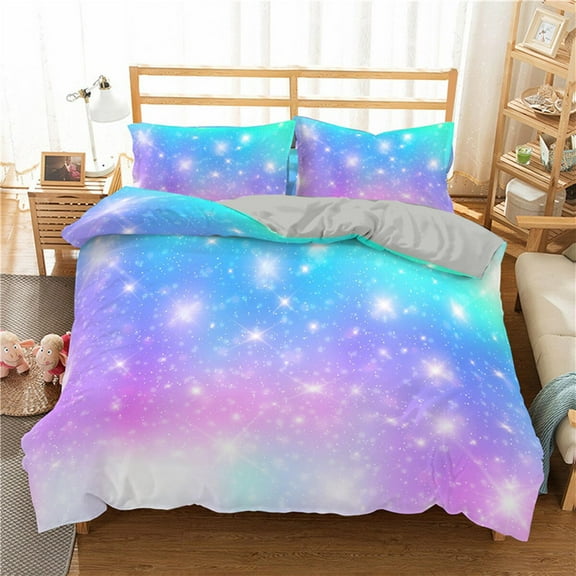 Duvet Cover Beautiful Colorful Glitter for Kids Shining Abstract Art Theme for Bedroom Decorations