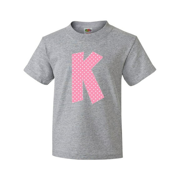 Inktastic Pink and White Polka Dots Letter K Youth T-Shirt