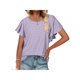 thumbnail image 1 of Txlixc Tops de mujer, cuello redondo con volantes, manga corta, ganchillo, hueco, suéter suelto, camiseta de color sólido Txlixc Moda, 1 of 7