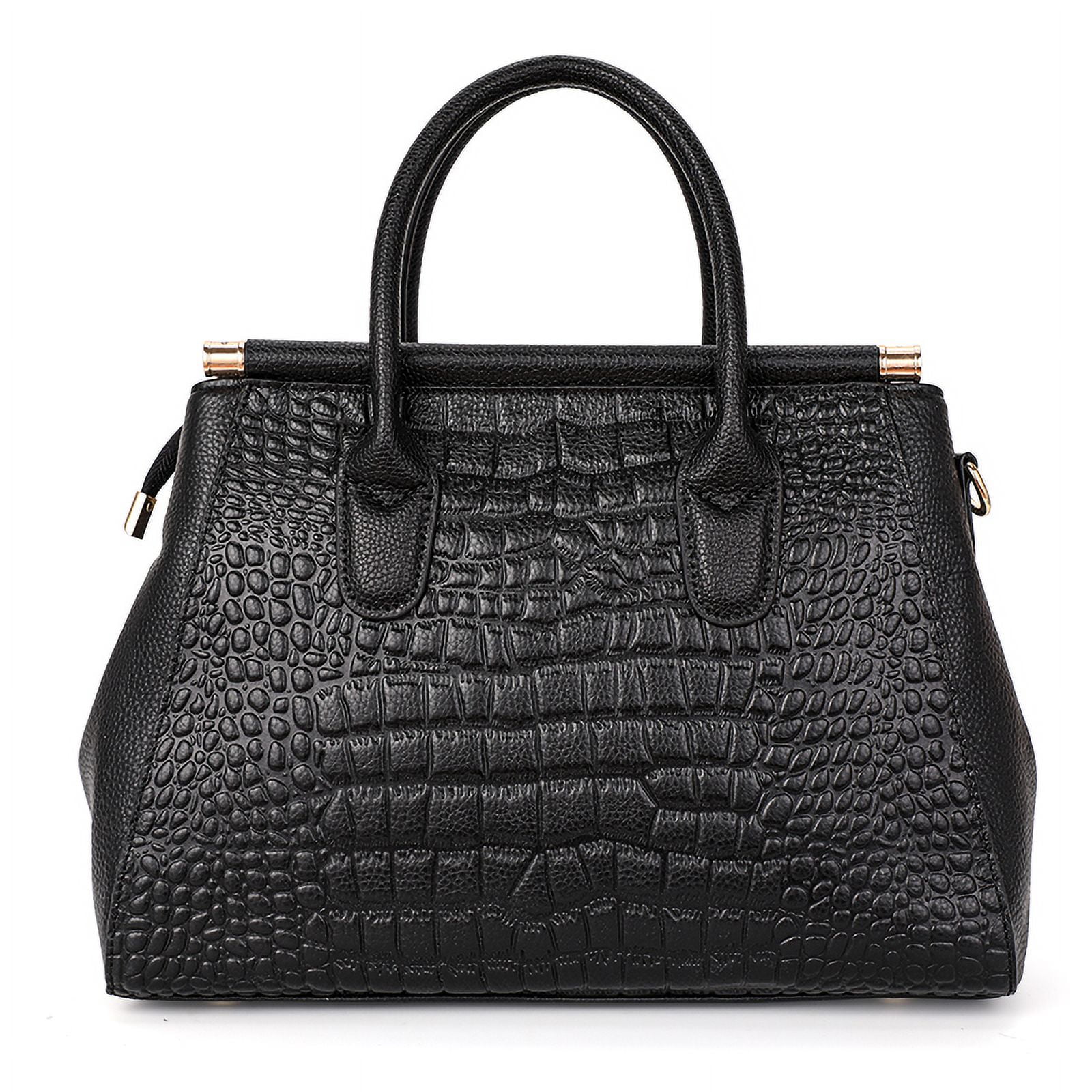 Premium luxury crocodile-print women's bag leather tote bag, large capacity top cowhide one-shoulder cross-body bag