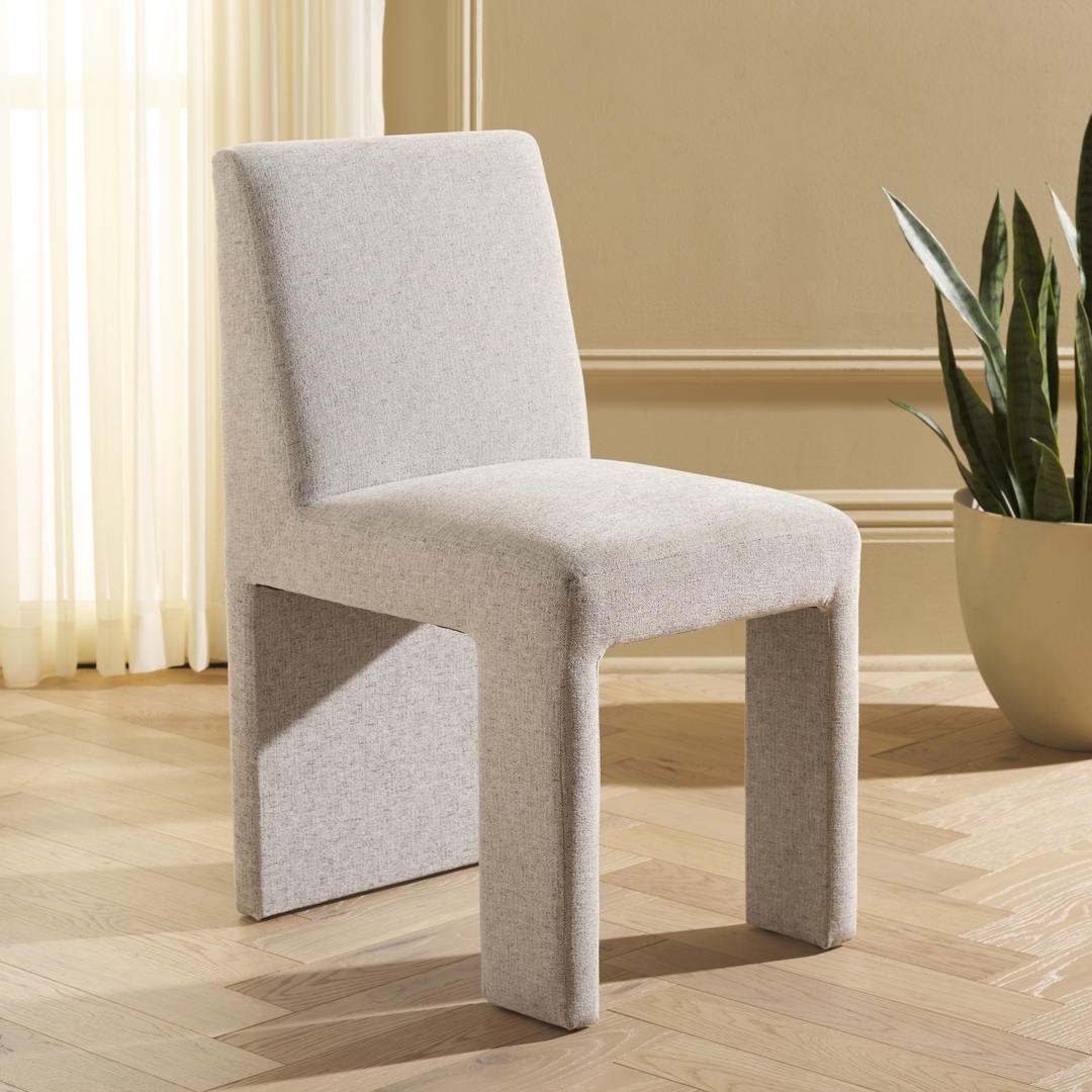 Safavieh Zale Modern Rattan and Wood Dining Side Chair, Light Gray
