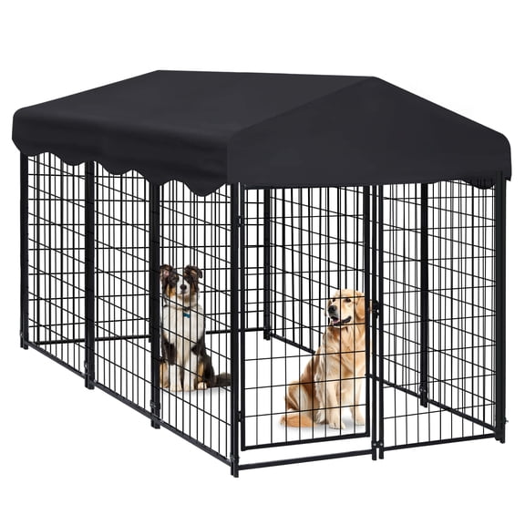 Jhsomdr Outdoor Dog Kennel 6.2ft x 4ft x 4.5ft Heavy Duty Large Wire Dog Fence Outside Dog Playpen with UV-Resistant Oxford Cloth Roof & Secure Lock