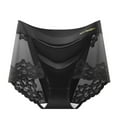 thumbnail image 2 of dazeni Women's Soft Satin Underwear Seamless High Waisted Ladies Panties Lace Trim Full Coverage Briefs Small Black, 2 of 7