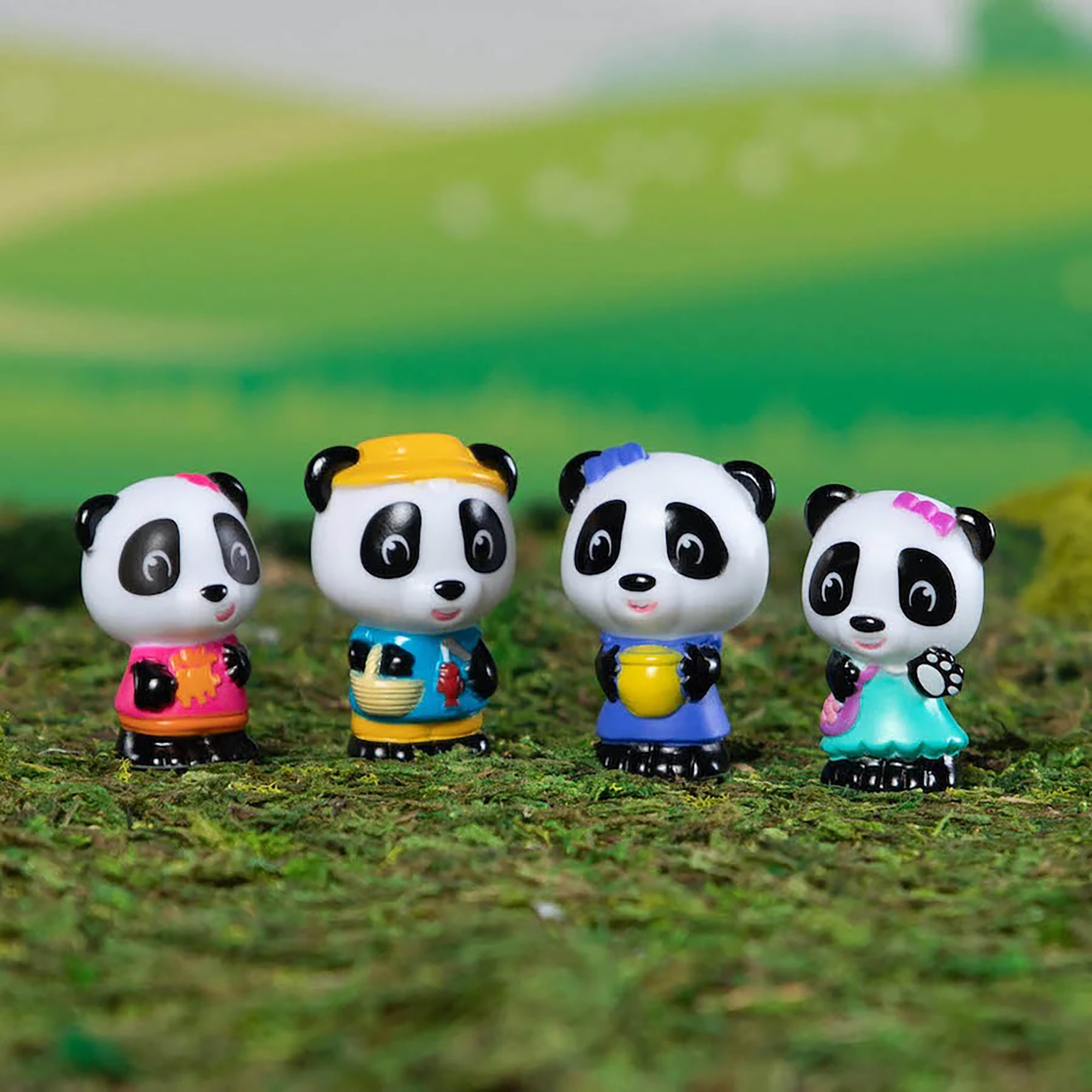 Timber Tots: Panda Family - 4 Character Set, Bear Toy Figurines, 1.75-2" Animal Miniatures w/ Unique Details, Nature Playset, Kids & Toddlers 18Mo+