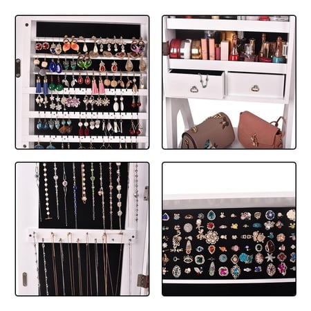 jewelry zimtown armoire organizer cabinet mirror standing led