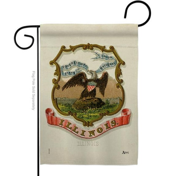 Americana Home & Garden G141220-BO 13 x 18.5 in. Cost of Arms Illinois Garden Flag with Americana States Double-Sided Decorative Vertical House Banner Yard Gift