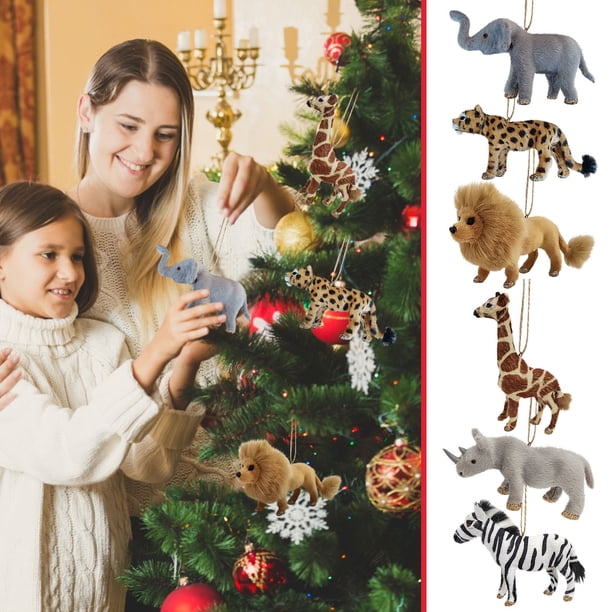 Decoraciones Navideñas Ganfancp Simulación Jirafa Rinoceronte Leopardo Colgante de animal