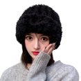 thumbnail image 3 of Opolski Letter Logo Brimless Solid Color Winter Hat Women Autumn Winter Warm Plush Beanie Hat Costume Accessories Black 2, 3 of 8