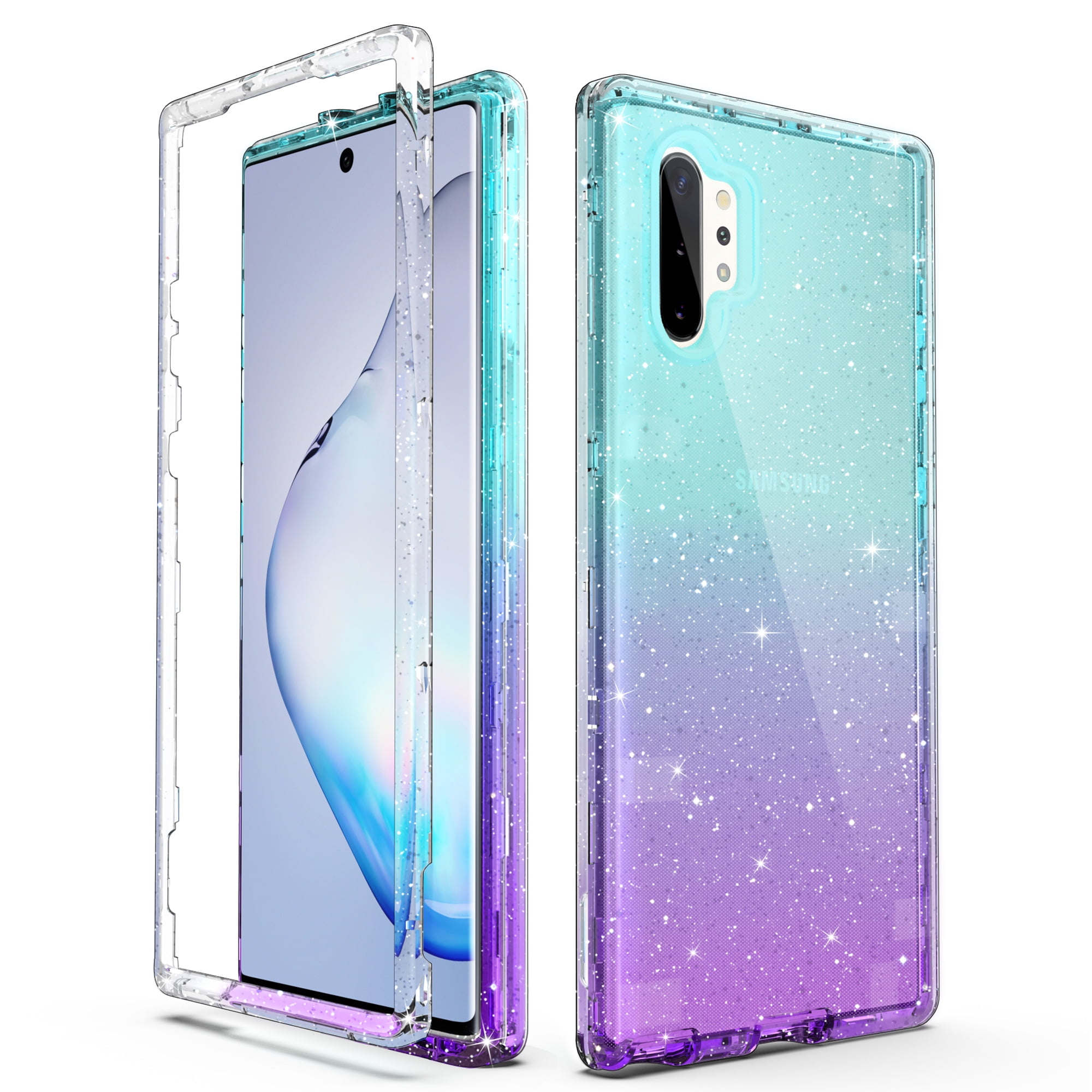 Samsung Galaxy Note 10+ 5G 10 10 Plus Case, Tekcoo Full Body Sturdy  [Tempered Glass Screen Protector] Grip Plastic TPU Slim Transparent Clear  Phone