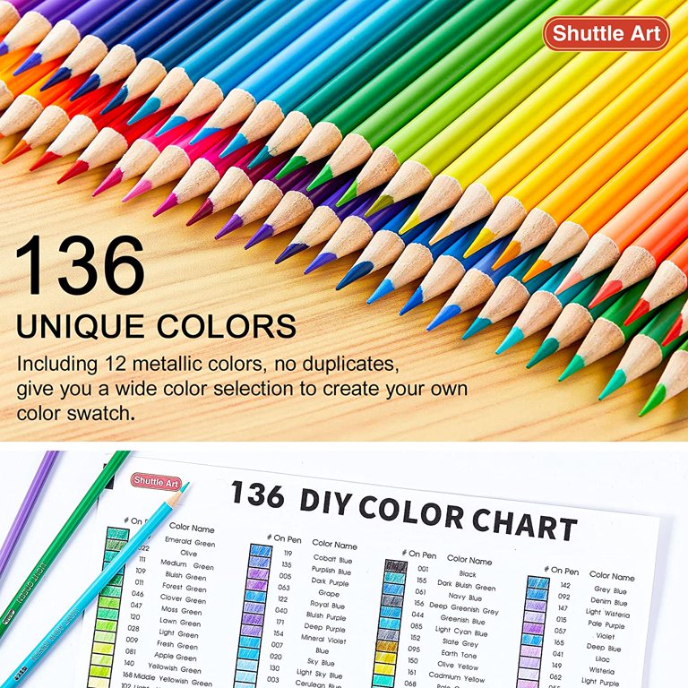 Shuttle Art 136 Colored Pencils Set for Adult Coloring Books