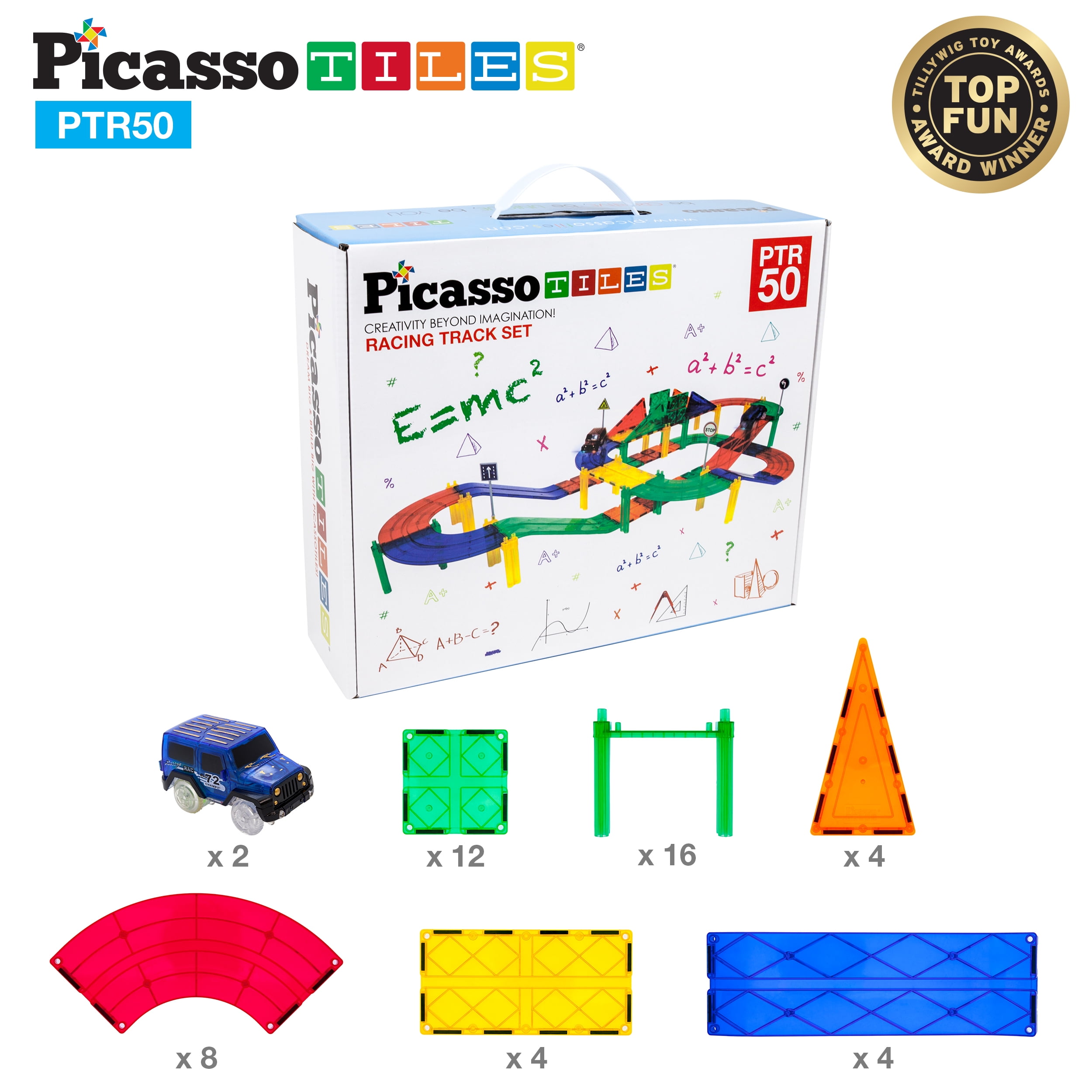 50 PC Race Car Track Building Block Educational Toy Set Magnetic Tiles Magnet Di for sale online 