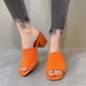 thumbnail image 1 of Sandalias de tacón grueso de bloque bajo de punto Zapatos de tacón de vestir Sandalias de tacón para mujer, 1 of 7