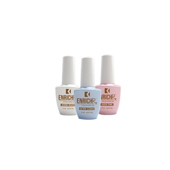 KUPA GelFinity EnrichRx Gel constructor infundido 0.57 fl oz - Paquete trío (Ultra Clear Sheer White Nude Pink)
